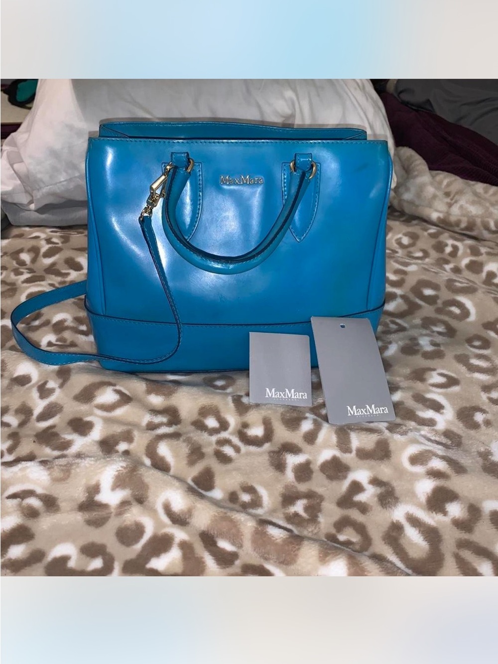 MaxMara Beautiful Blue Leather Bag